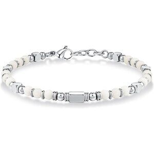 Silver & White Boho Beaded Bracelets for Women Trendy Jewelry Gifts for Lover